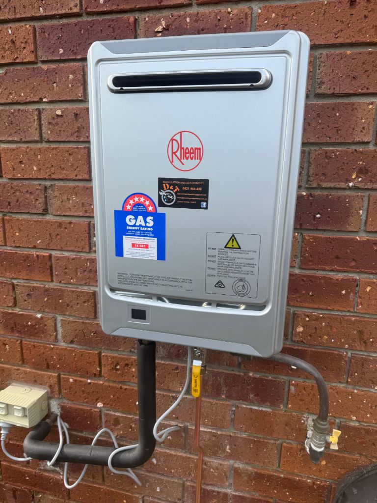 rheem hot water system installed in Warragul